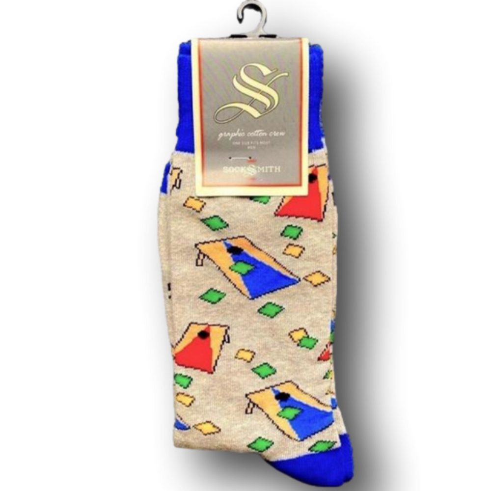 3/$18 Corn Hole Game Funny Novelty Crew Socks - Brand New